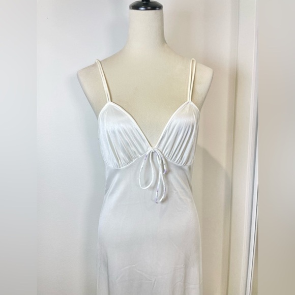 Vintage 70s Floral Peignoir Negligee Nightgown Robe Set Lingerie Milkmaid Satin - Picture 9 of 12